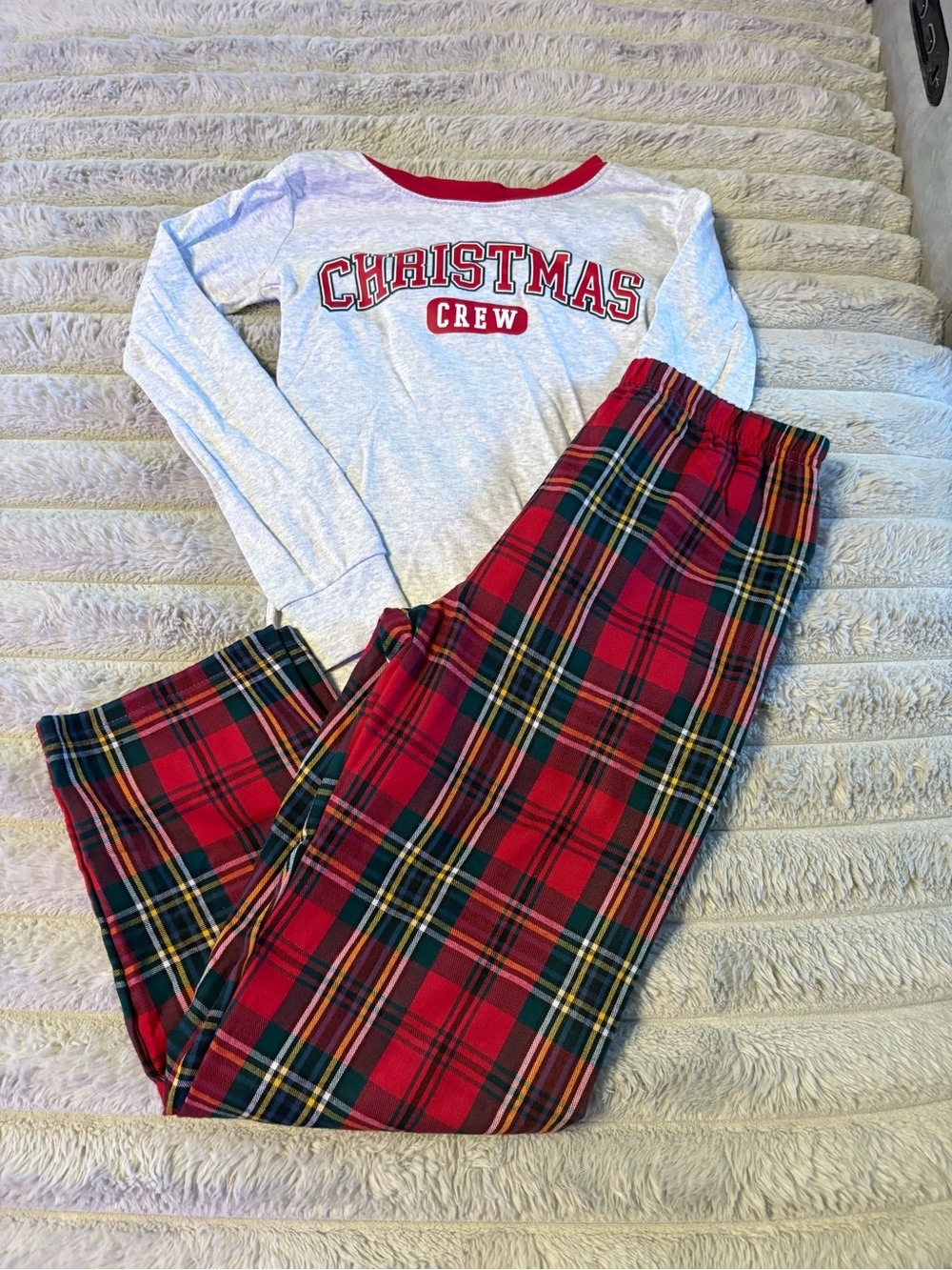 The Children's Place Heather Gray Top & Red Plaid Pajama Set